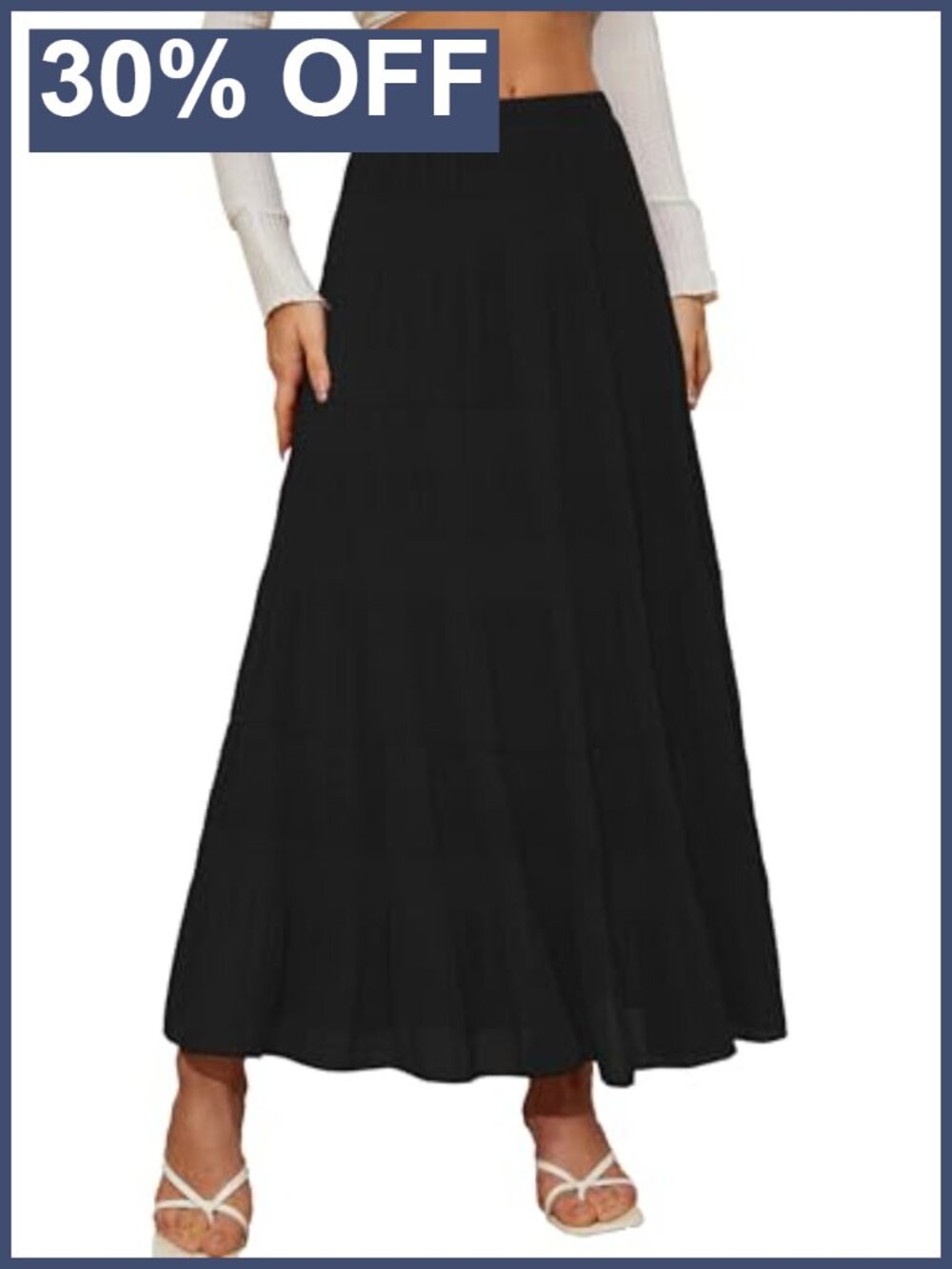 Women's Chiffon Flowy Maxi Skirt Pleated A-Line Elastic Waist Summer